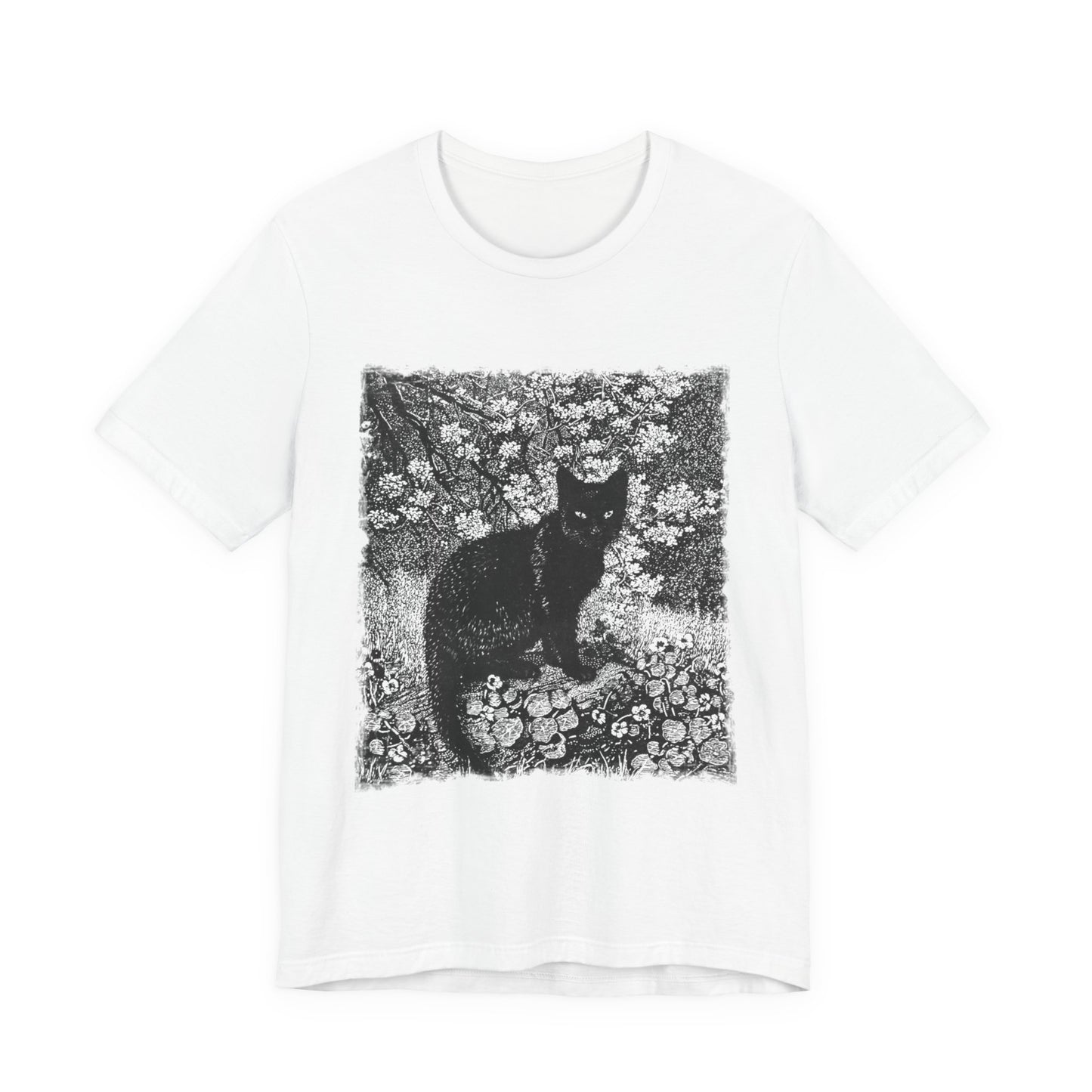 Black Cat, The Witch, Vintage Engraving Graphic Print, Occult Witchy Unisex Top, Cat Lover Print Tee