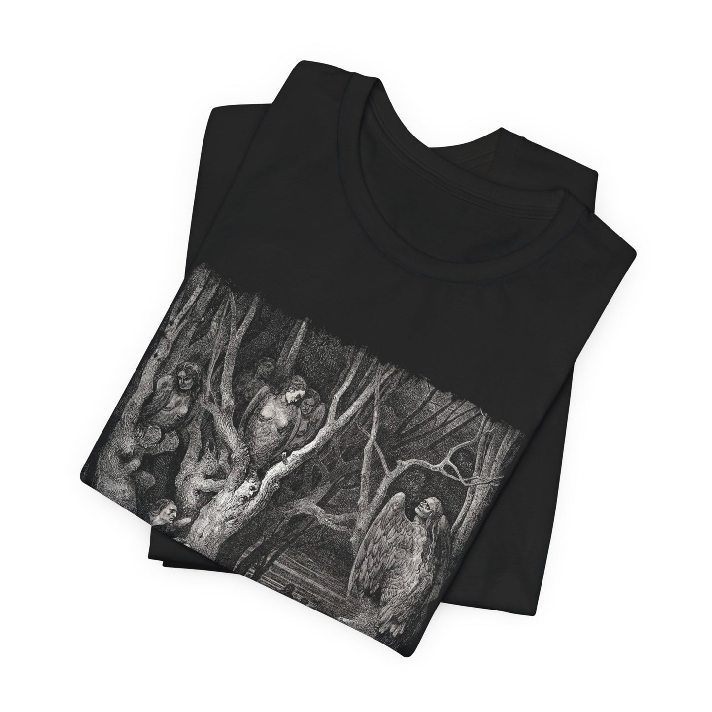 Dante Inferno Occult Graphic Print Top, Unisex T-Shirt, Gustav Dore Vintage Illustration Print Tee, Forest of Suicides