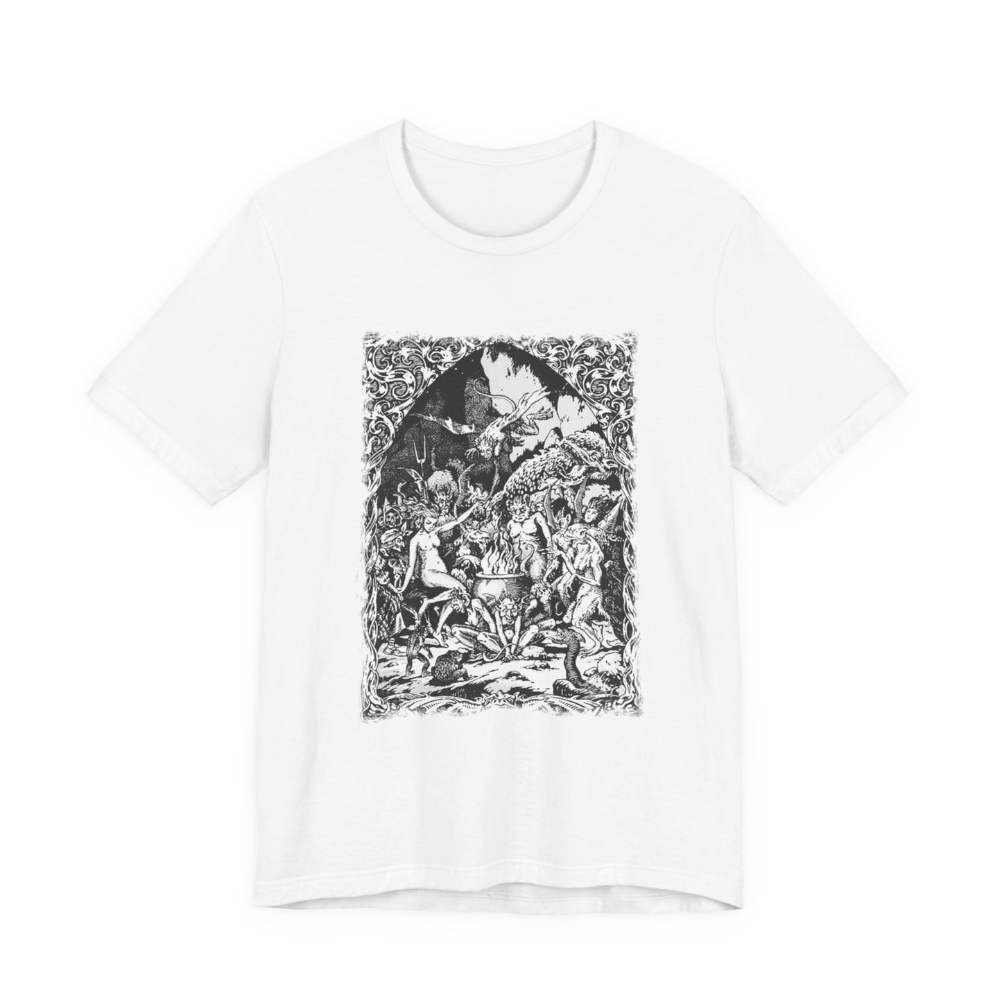 Witches Sabbat Dance, Occult Graphic T-Shirt, Satanist Unisex Tee, Gothic Medieval Print Top