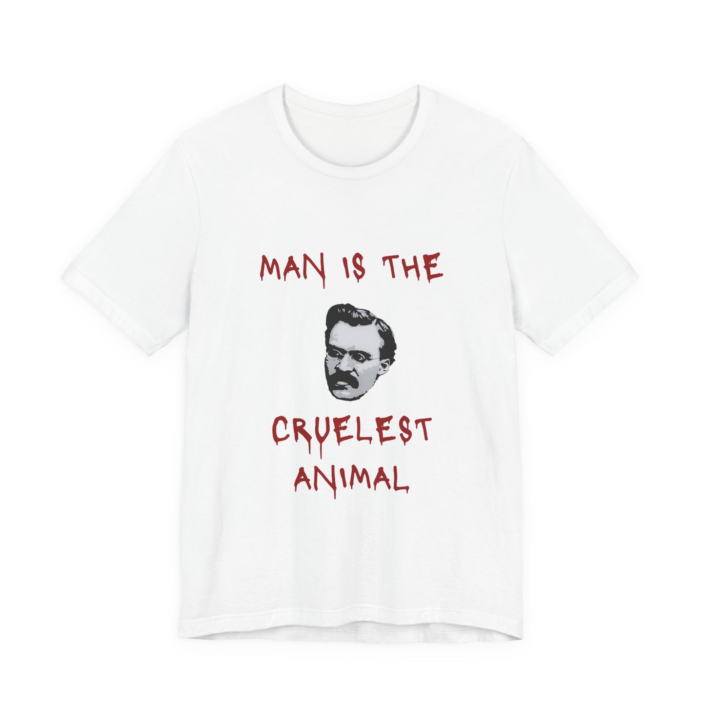 nietzsche t-shirt, philosophy shirt, nihilist top, man is the crulest animal, unsiex top