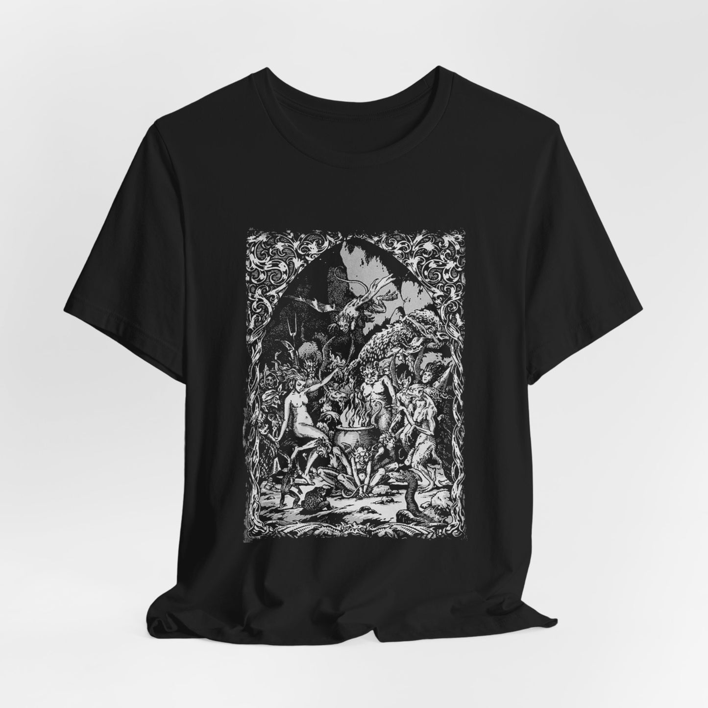 Witches Sabbat Dance, Occult Graphic T-Shirt, Satanist Unisex Tee, Gothic Medieval Print Top