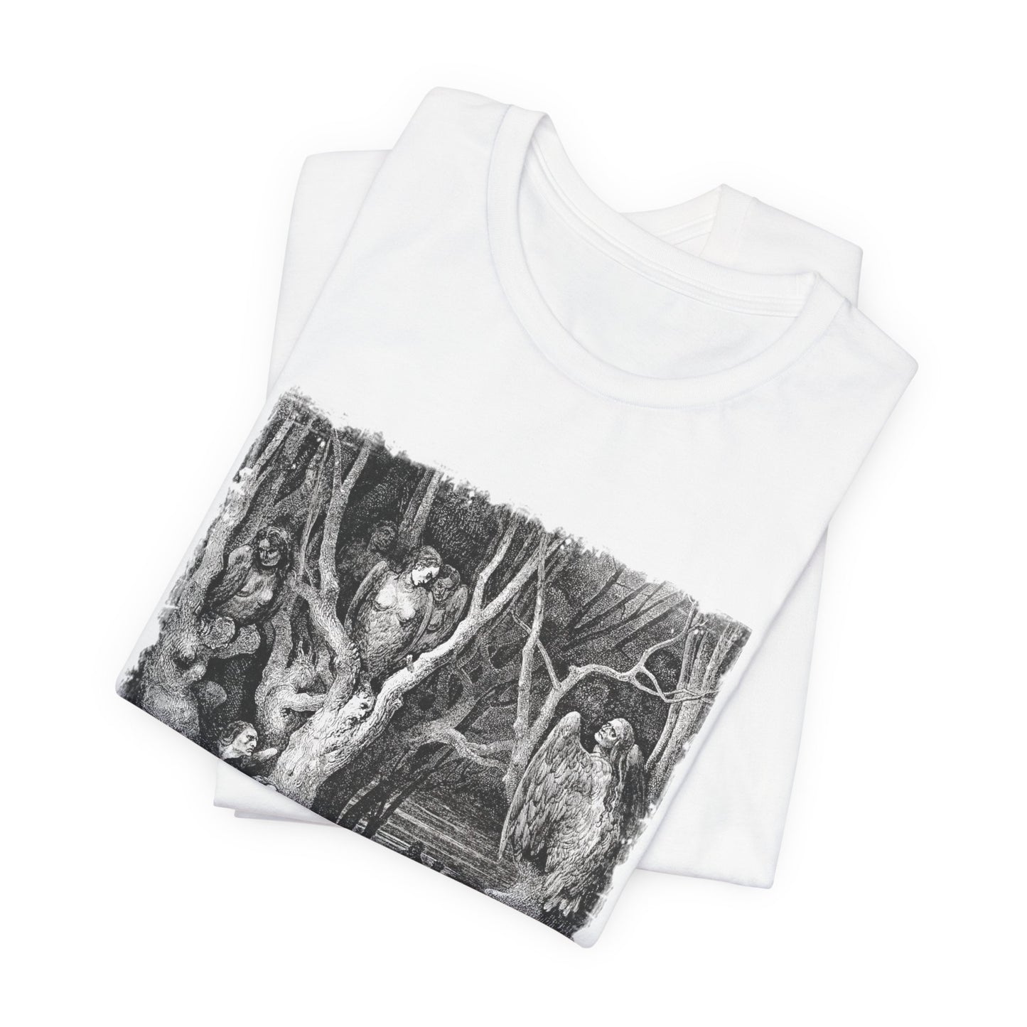 Dante Inferno Occult Graphic Print Top, Unisex T-Shirt, Gustav Dore Vintage Illustration Print Tee, Forest of Suicides