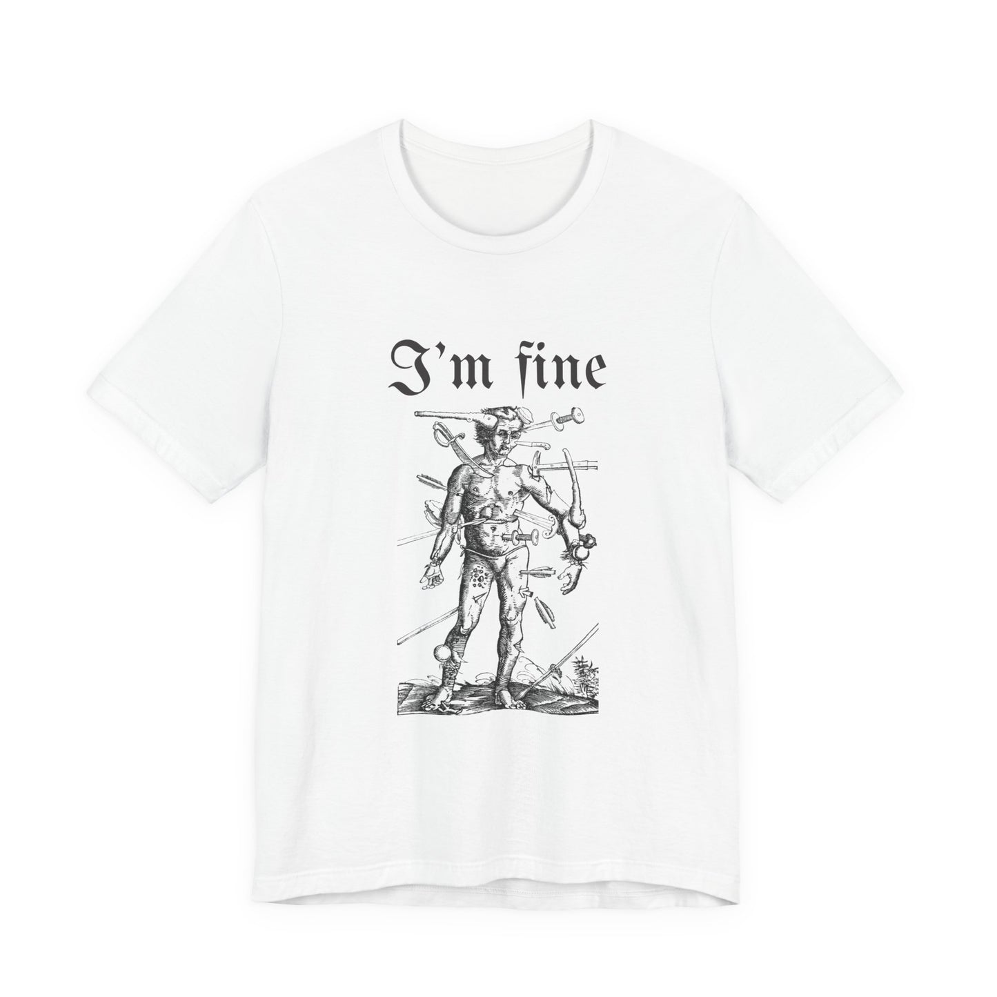 i'm fine, sarcastic tee, unisex tshirt, wound man, funny tee