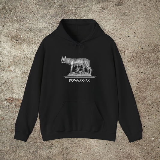 Roman Empire She Wolf Graphic Print, Mythology Print Unisex Hoodie, Romulus and Rem, Unisex Hooded Top