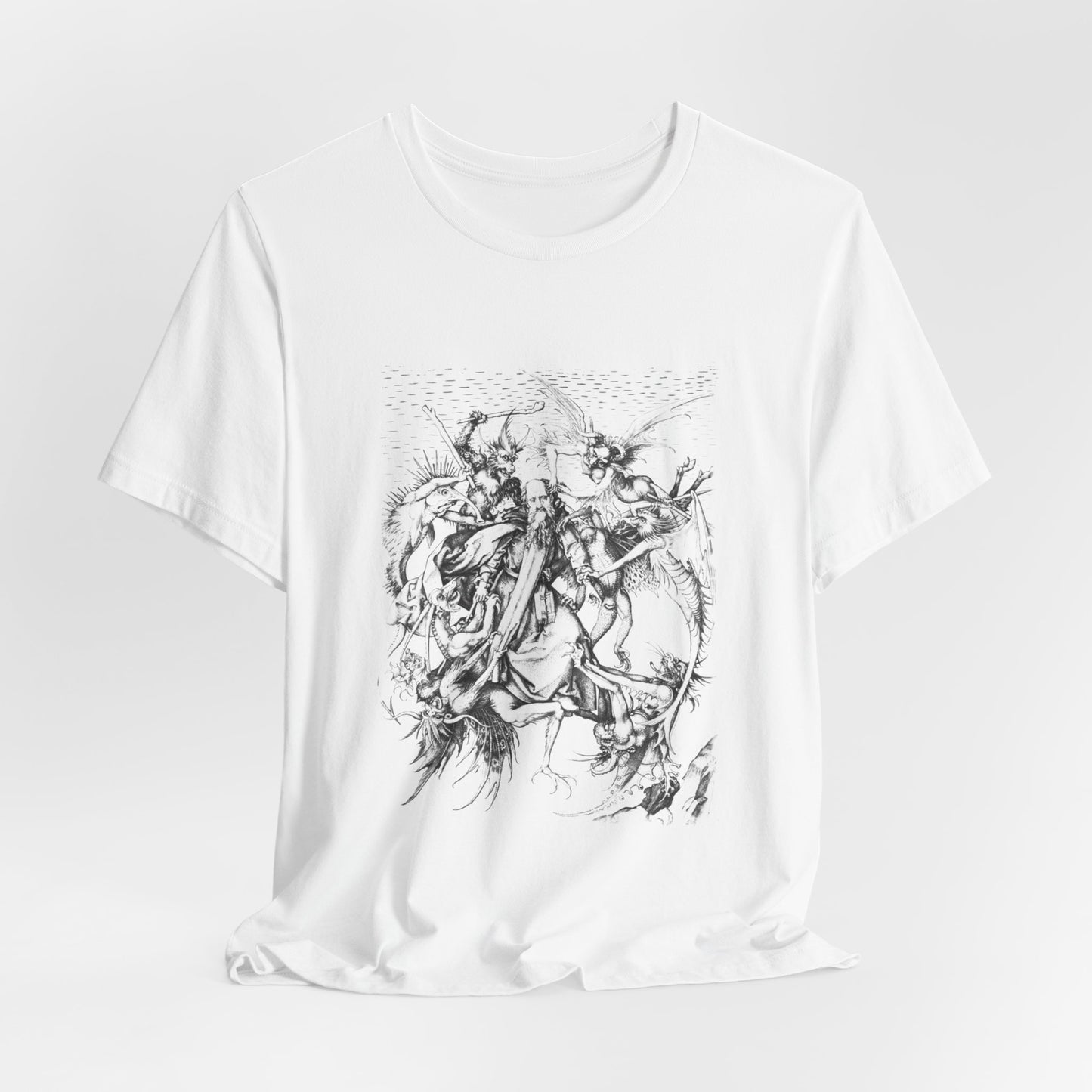 Saint Anthony Tormented by Demons Vintage Graphic Print Top, Unisex Occult Tee