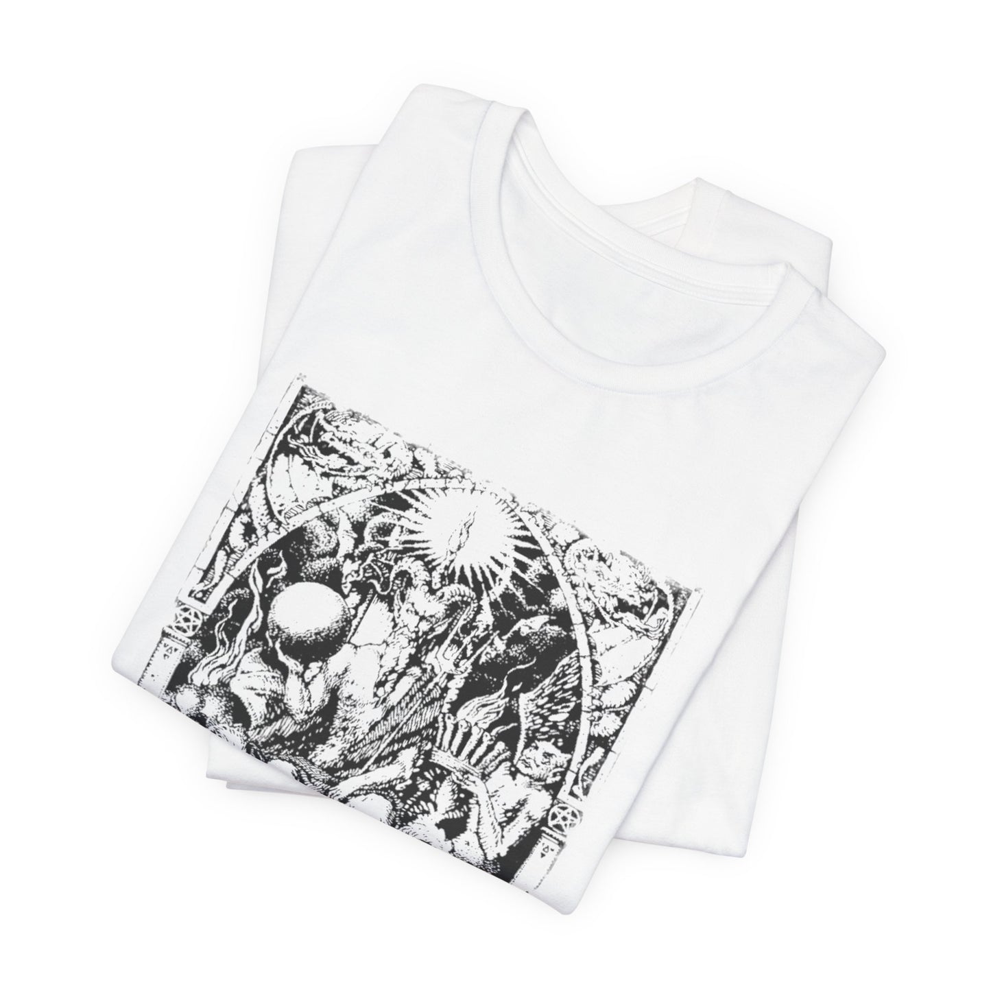 Satan Presiding on His Throne Graphic Print Tee, Occult Witchcraft Unisex T-Shirt