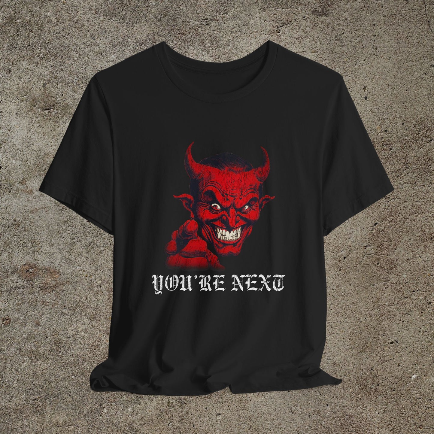 Red Devil Smiling Face Comic Funny Unisex Graphic Top, Occult Devil Satan Tee, Smiling Retro Satan Face T-Shirt