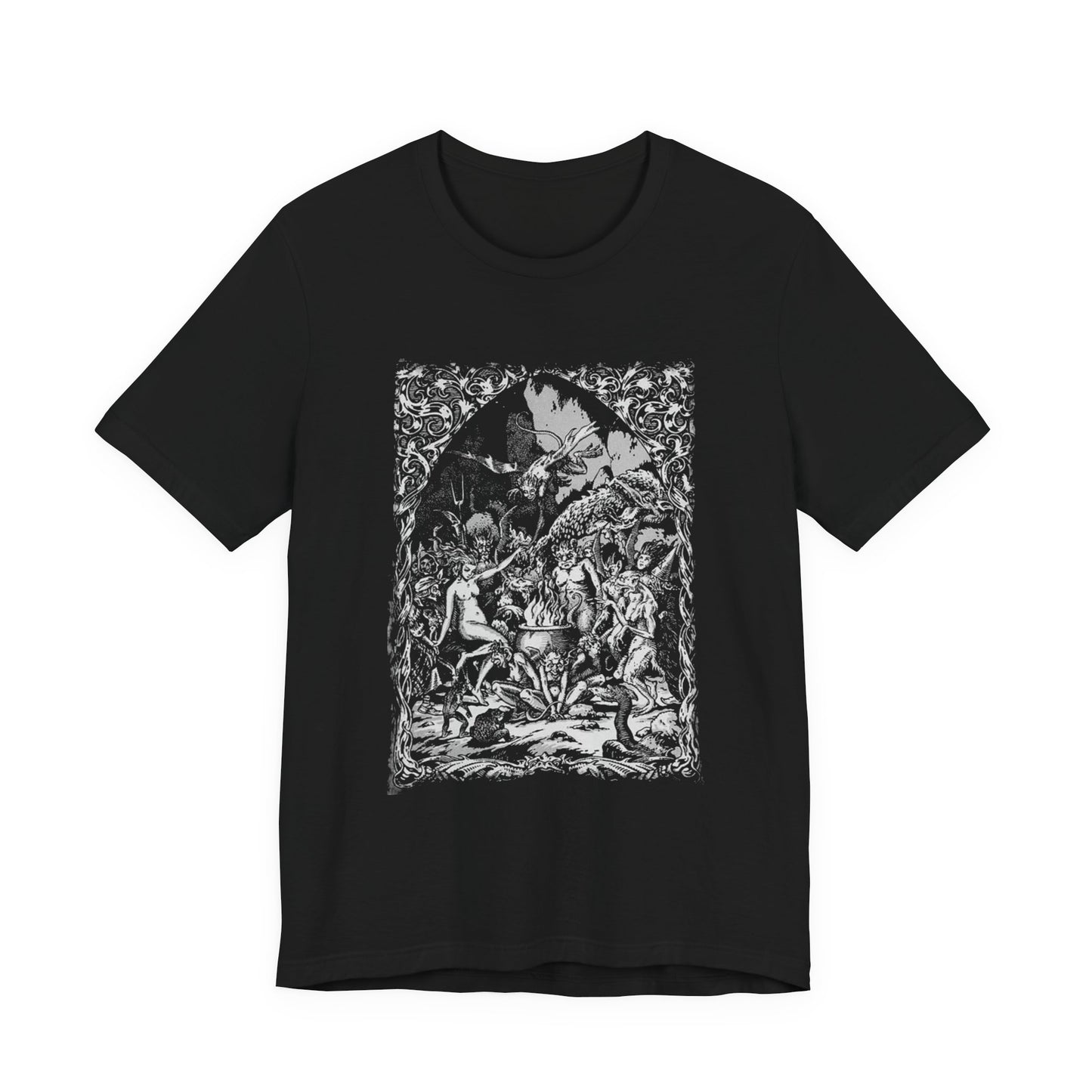 Witches Sabbat Dance, Occult Graphic T-Shirt, Satanist Unisex Tee, Gothic Medieval Print Top
