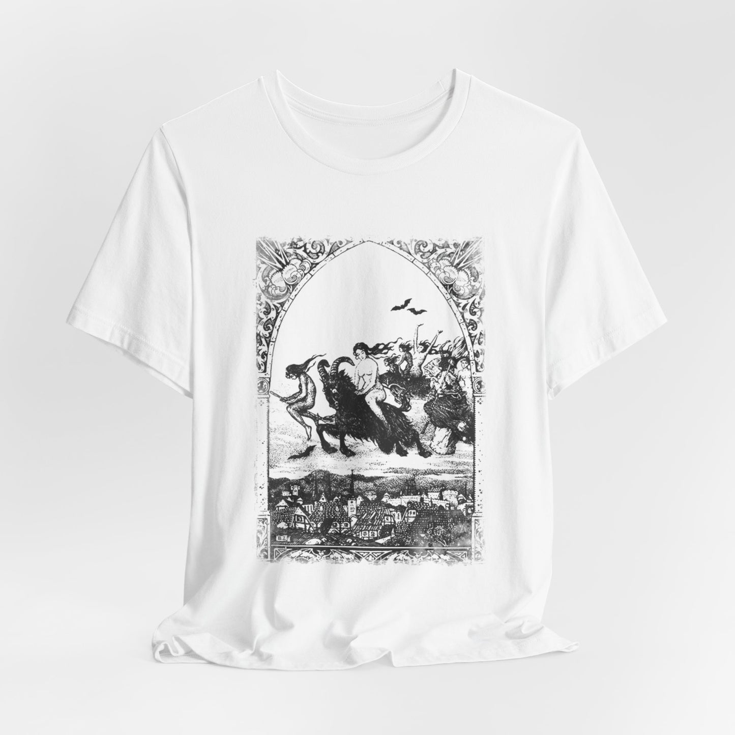 Witches Sabbath Occult Graphic T-Shirt, Satanist Unisex Tee, Gothic Medieval Print Top, Black Metal T-Shirt