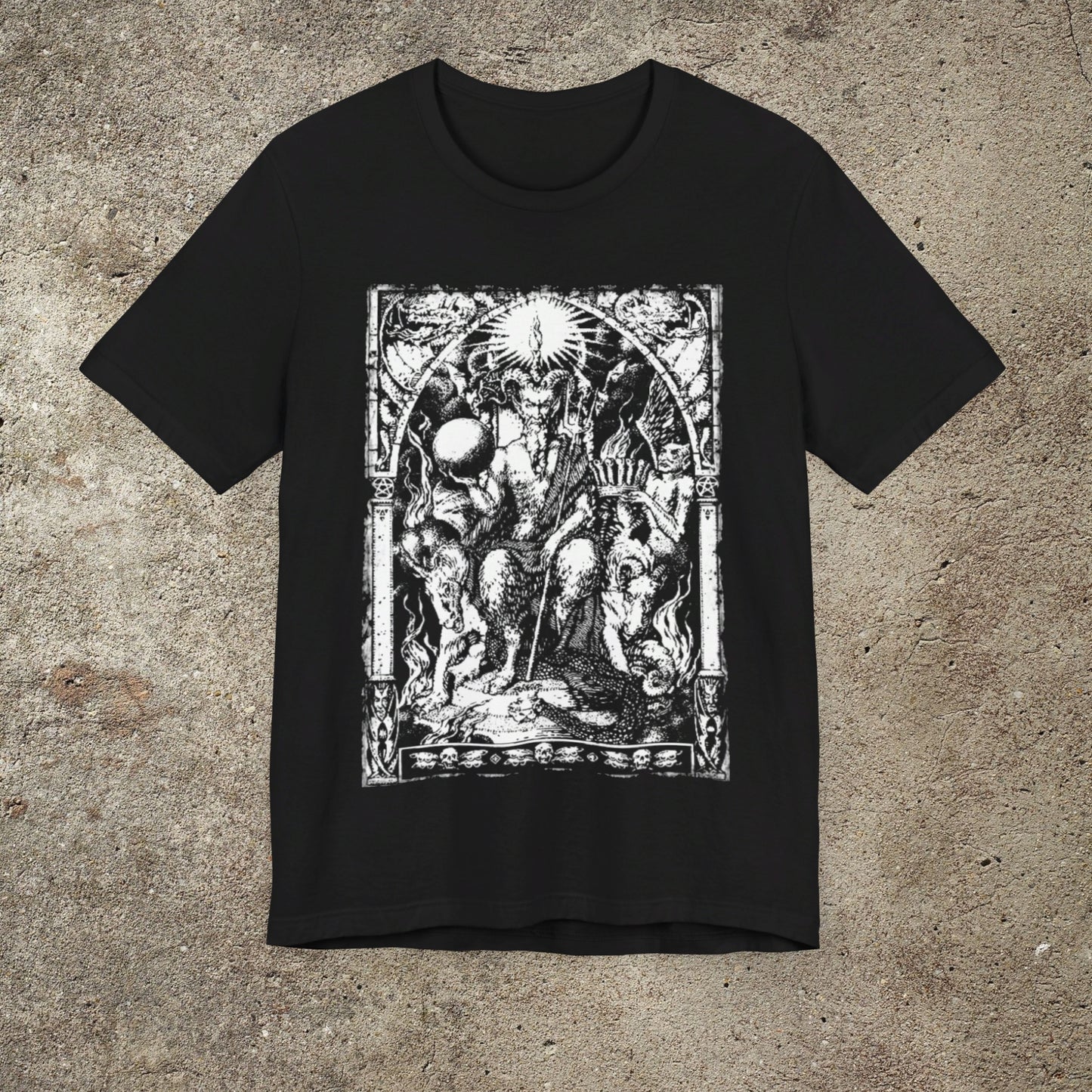 Satan Presiding on His Throne Graphic Print Tee, Occult Witchcraft Unisex T-Shirt
