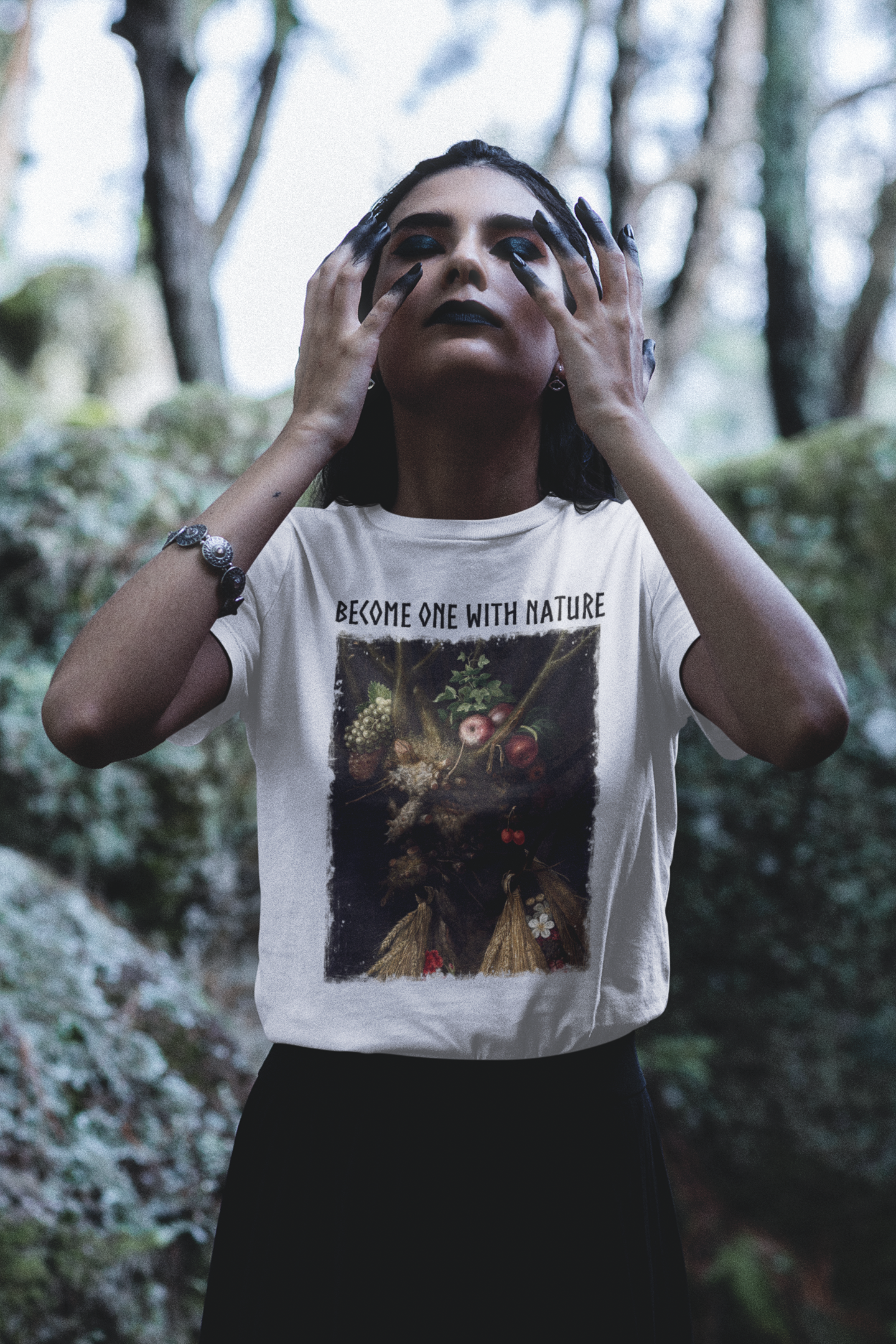 Become One With Nature Graphic Print Tee, Pagan Print Unisex T-Shirt, Medieval Nature Lover Top