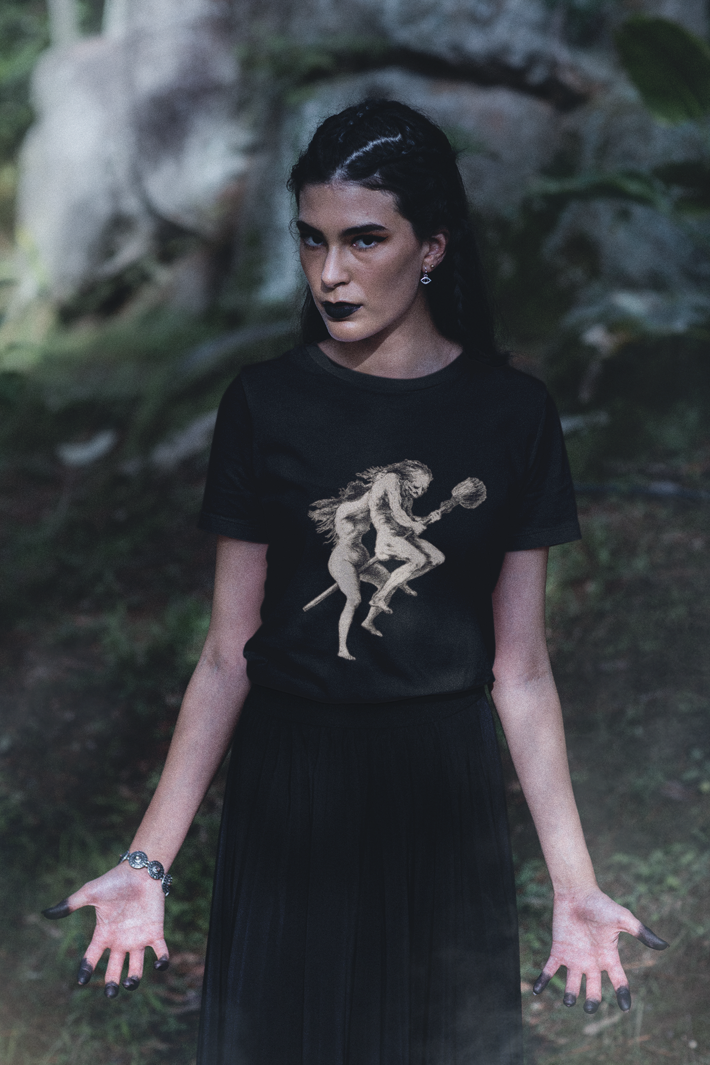 flying witches, witches on the broom,witchcraft, occult, pagan tshirt