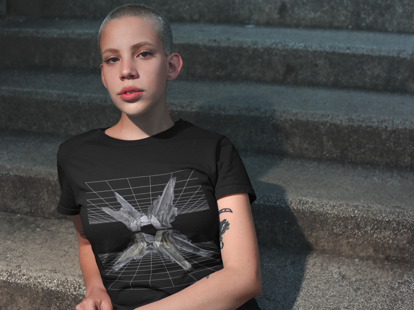 brutalist print tee, futuristic, techno, unisex tshirt