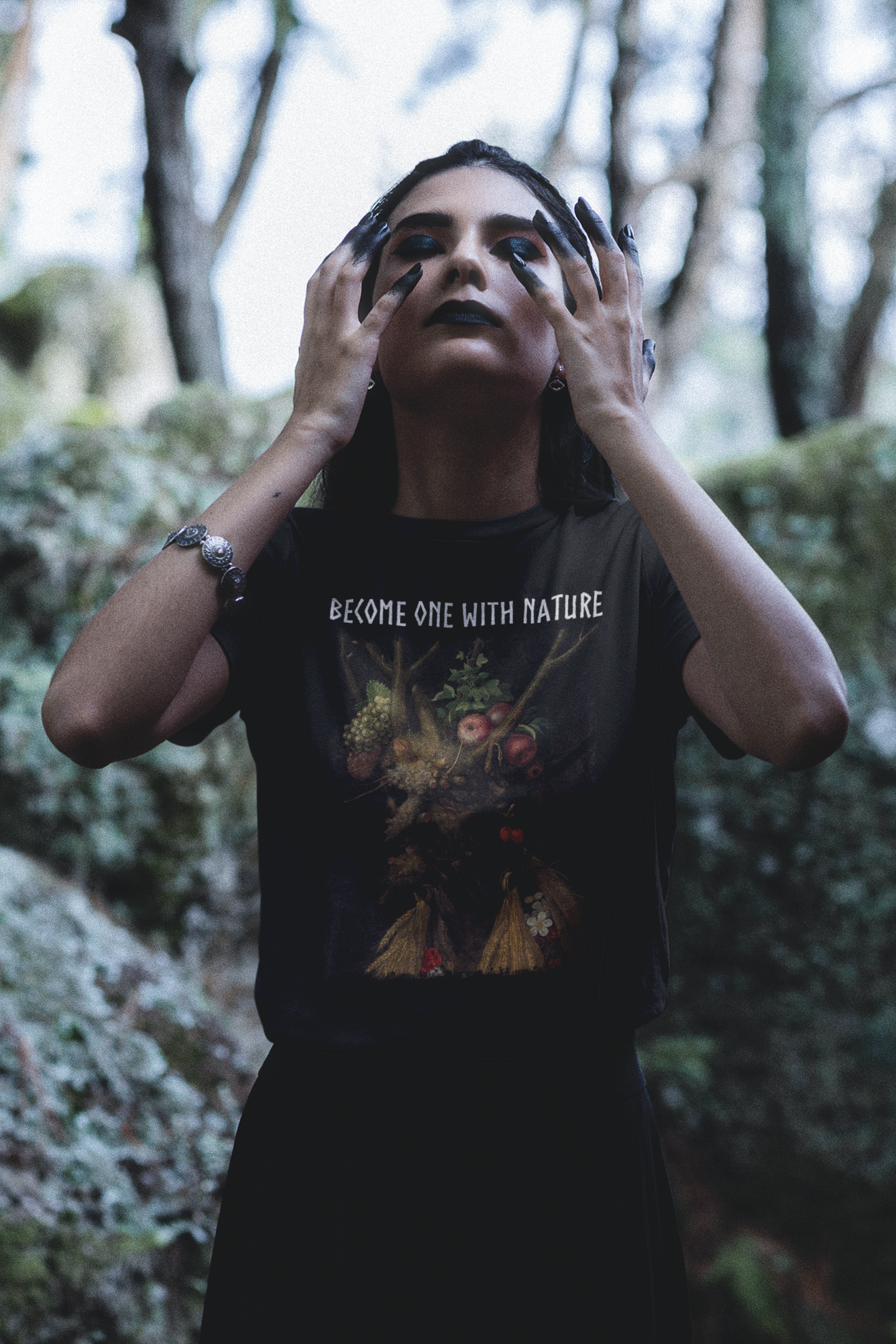 Become One With Nature Graphic Print Tee, Pagan Print Unisex T-Shirt, Medieval Nature Lover Top