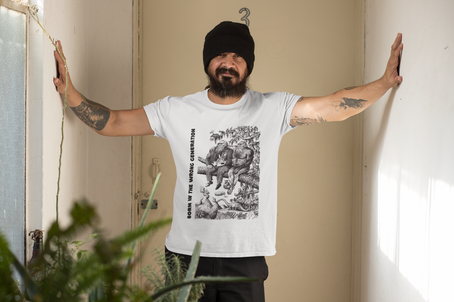 Born In The Wrong Generation Graphic Print Tee, Funny Sarcastic Unisex Top