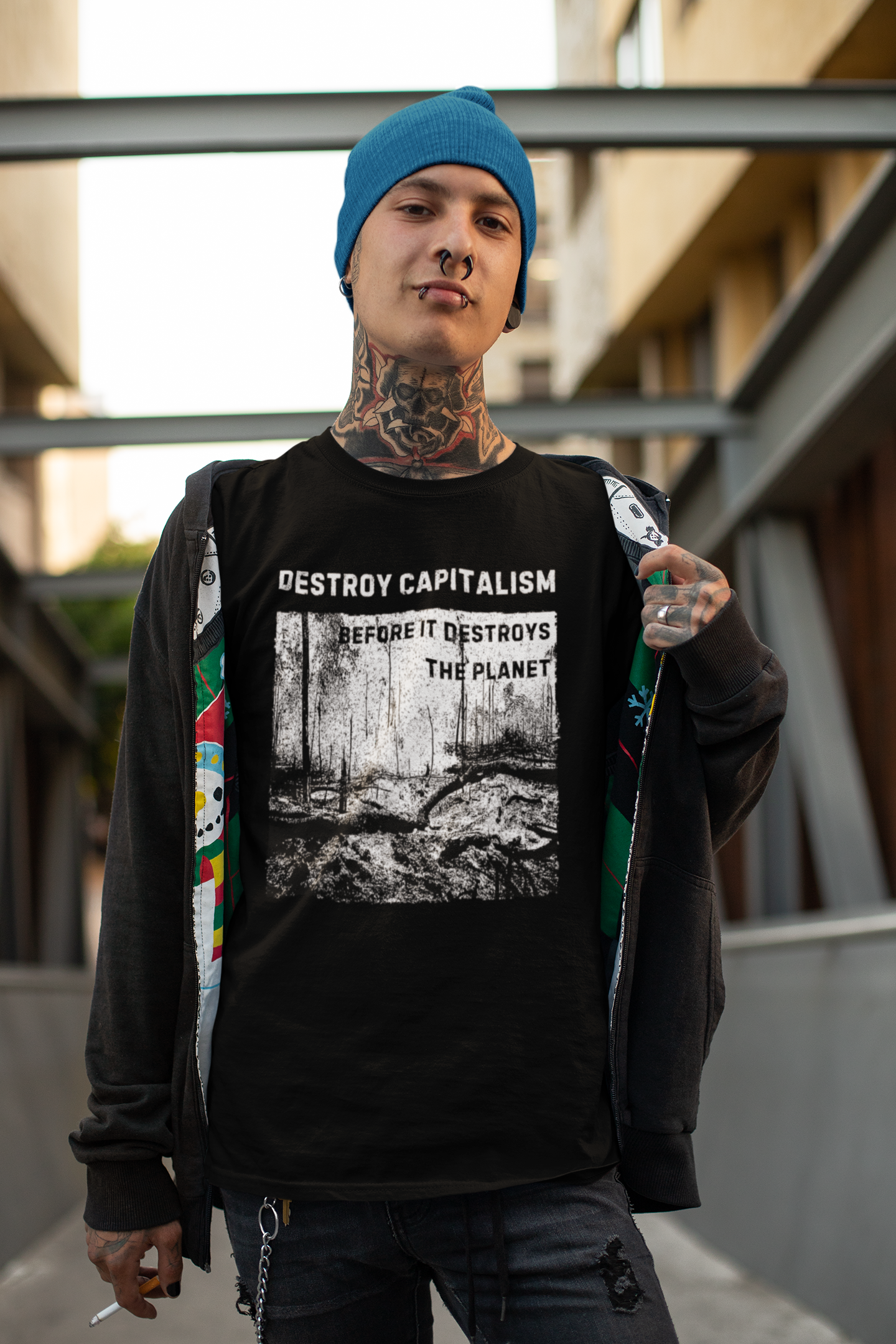 Destroy Capitalism Anarchist T-shirt, Green Anarchist Tee, Anti- Capitalist Graphic Unisex Top