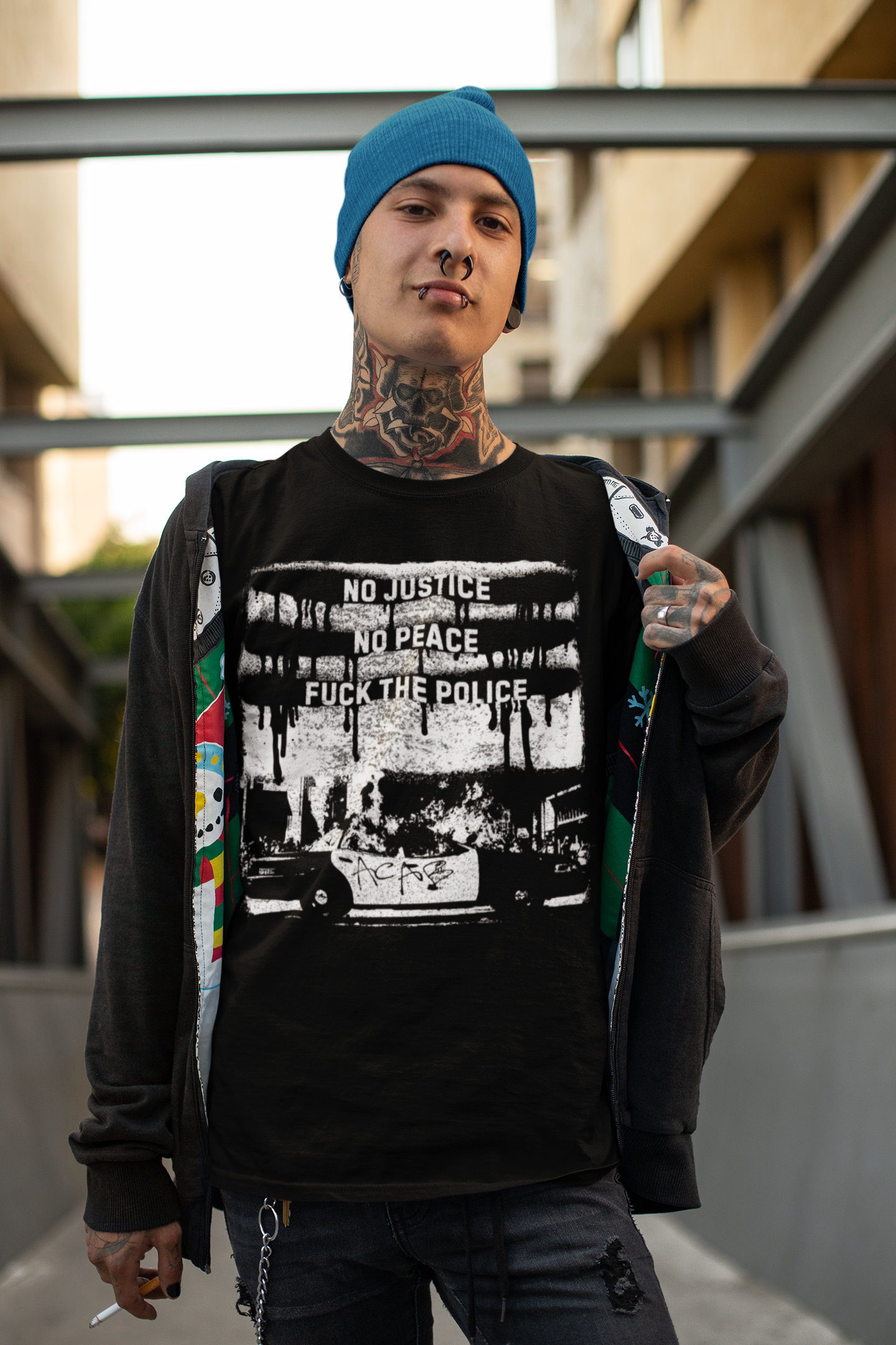 No Justice No Peace Anarchist T-Shirt, Fuck The Police Graphic Unisex Tee