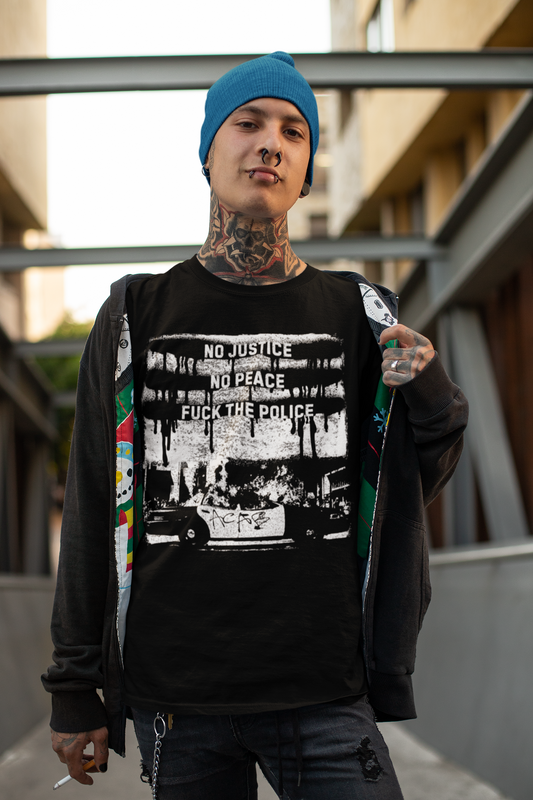 No Justice No Peace Anarchist T-Shirt, Fuck The Police Graphic Unisex Tee