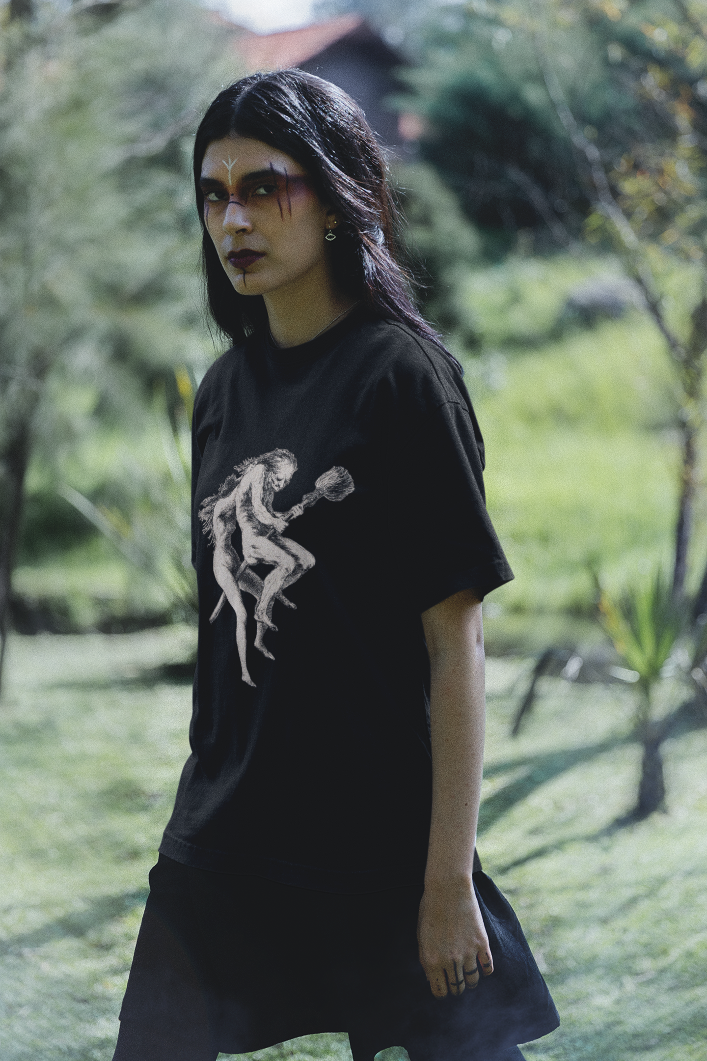 flying witches, witches on the broom,witchcraft, occult, pagan tshirt