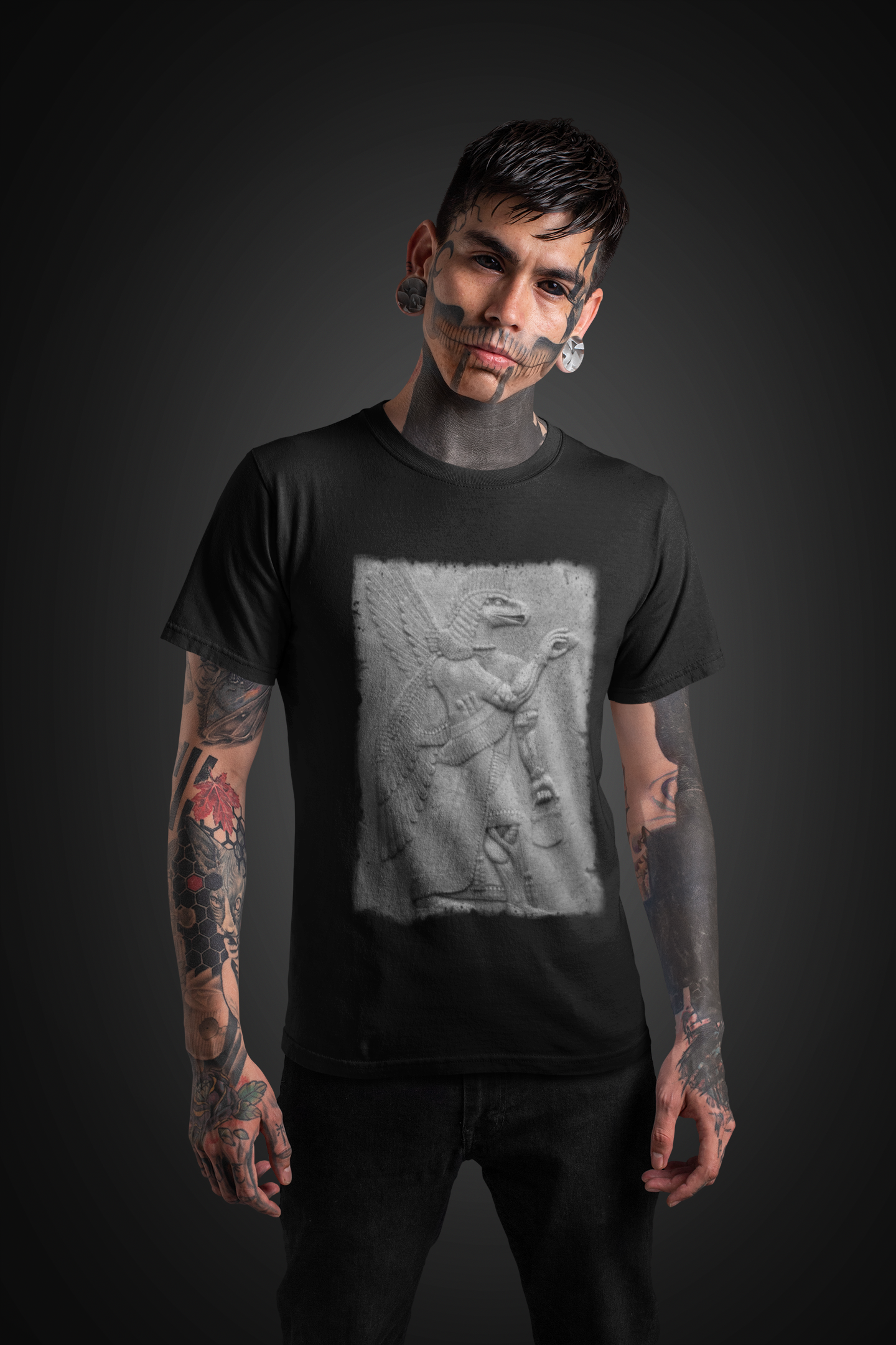 eagle headed apkallu, assyrian mythology, graphic print unisex t-shirt
