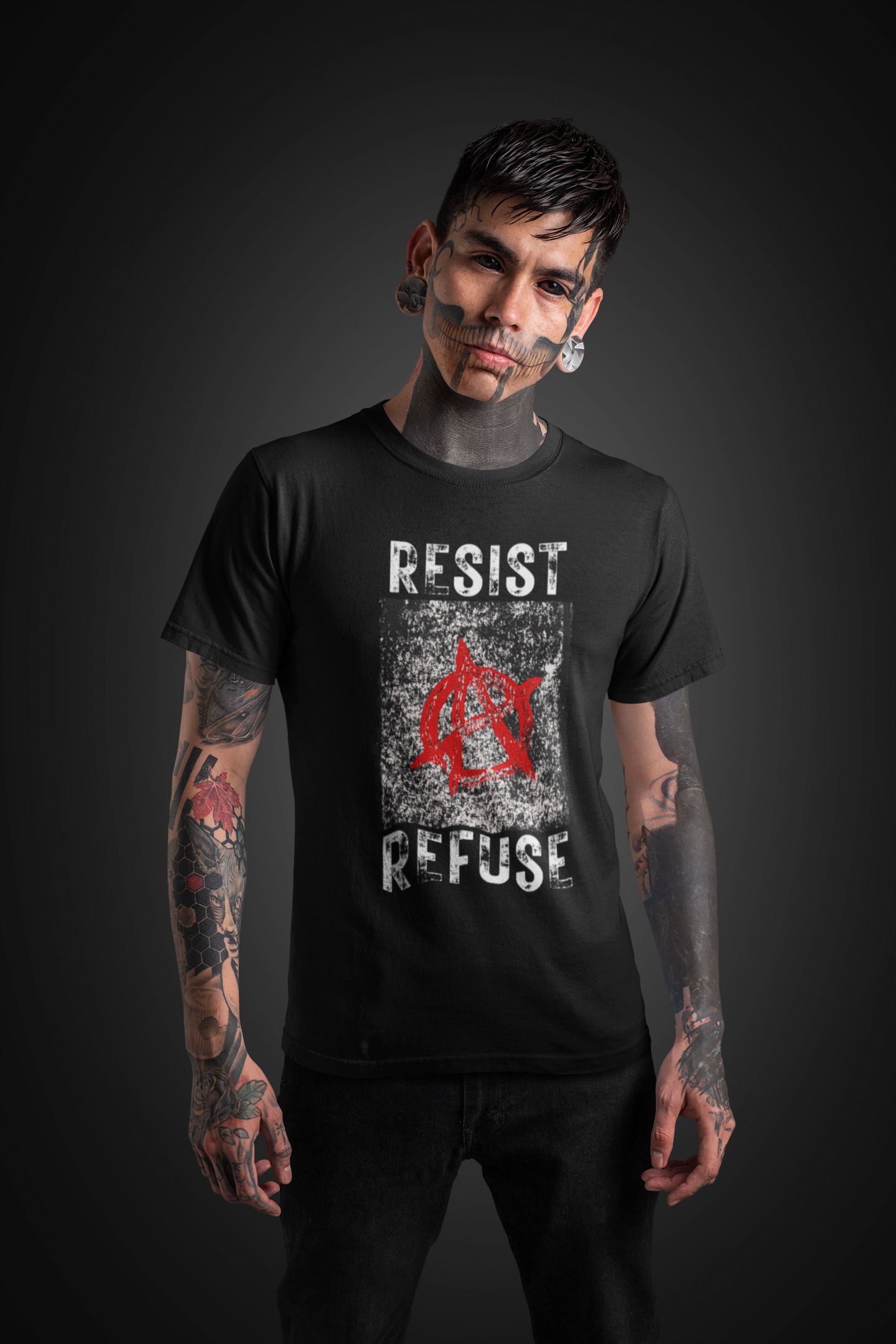 Resist Refuse Anarchist Revolutionary Graphic T-Shirt, Anti Governement Unisex Top