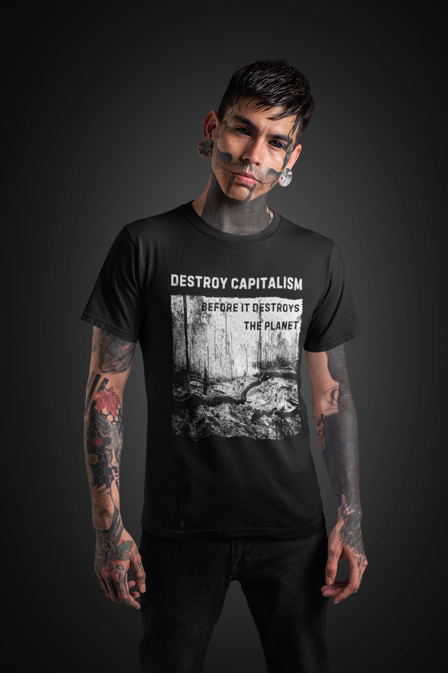Destroy Capitalism Anarchist T-shirt, Green Anarchist Tee, Anti- Capitalist Graphic Unisex Top