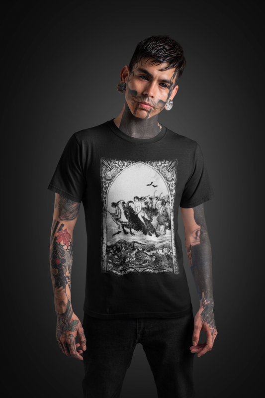 Witches Sabbath Occult Graphic T-Shirt, Satanist Unisex Tee, Gothic Medieval Print Top, Black Metal T-Shirt
