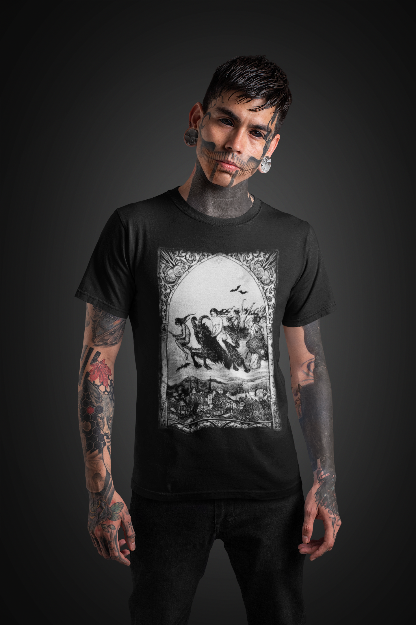 Witches Sabbath Occult Graphic T-Shirt, Satanist Unisex Tee, Gothic Medieval Print Top, Black Metal T-Shirt