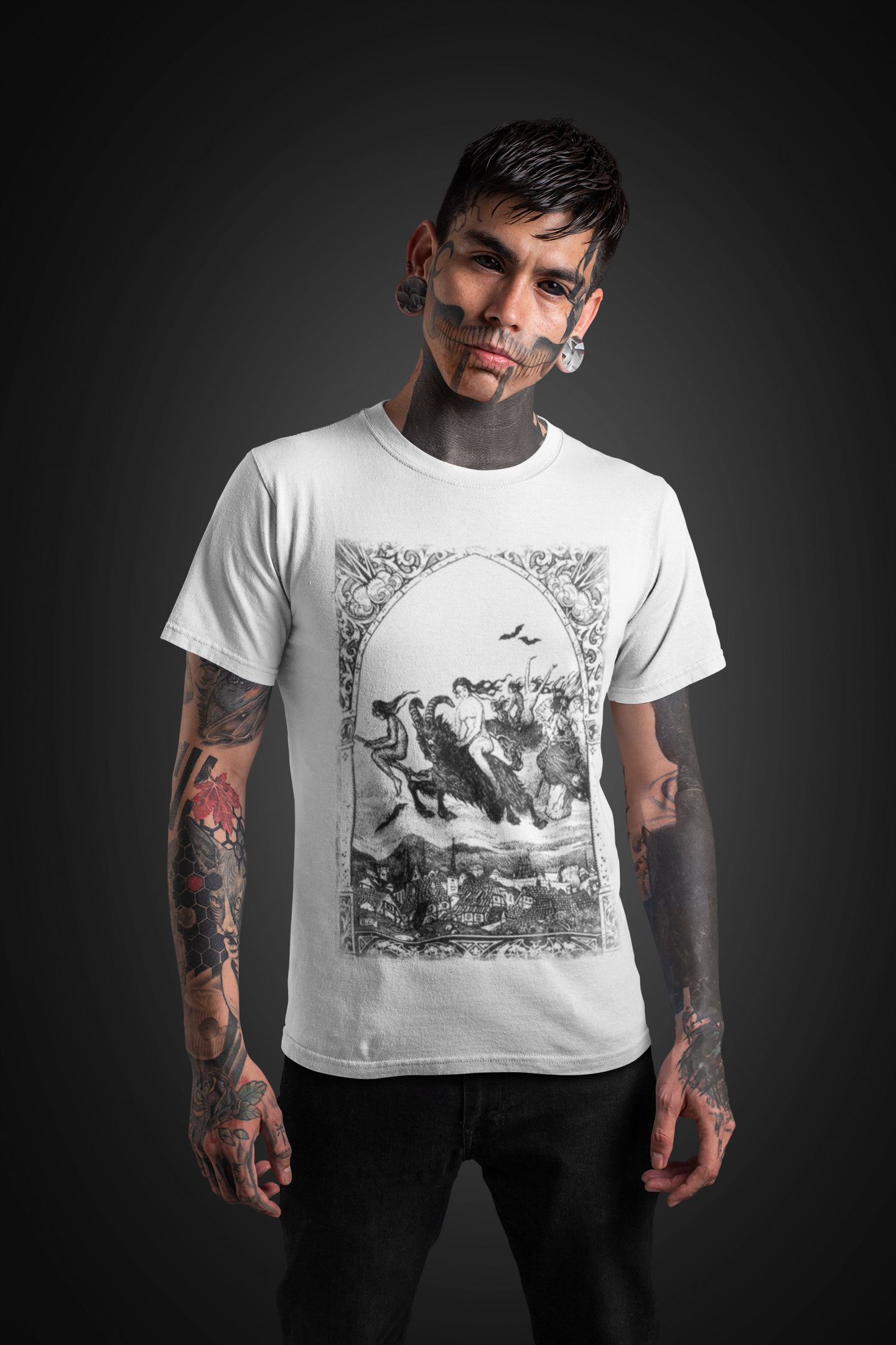 Witches Sabbath Occult Graphic T-Shirt, Satanist Unisex Tee, Gothic Medieval Print Top, Black Metal T-Shirt