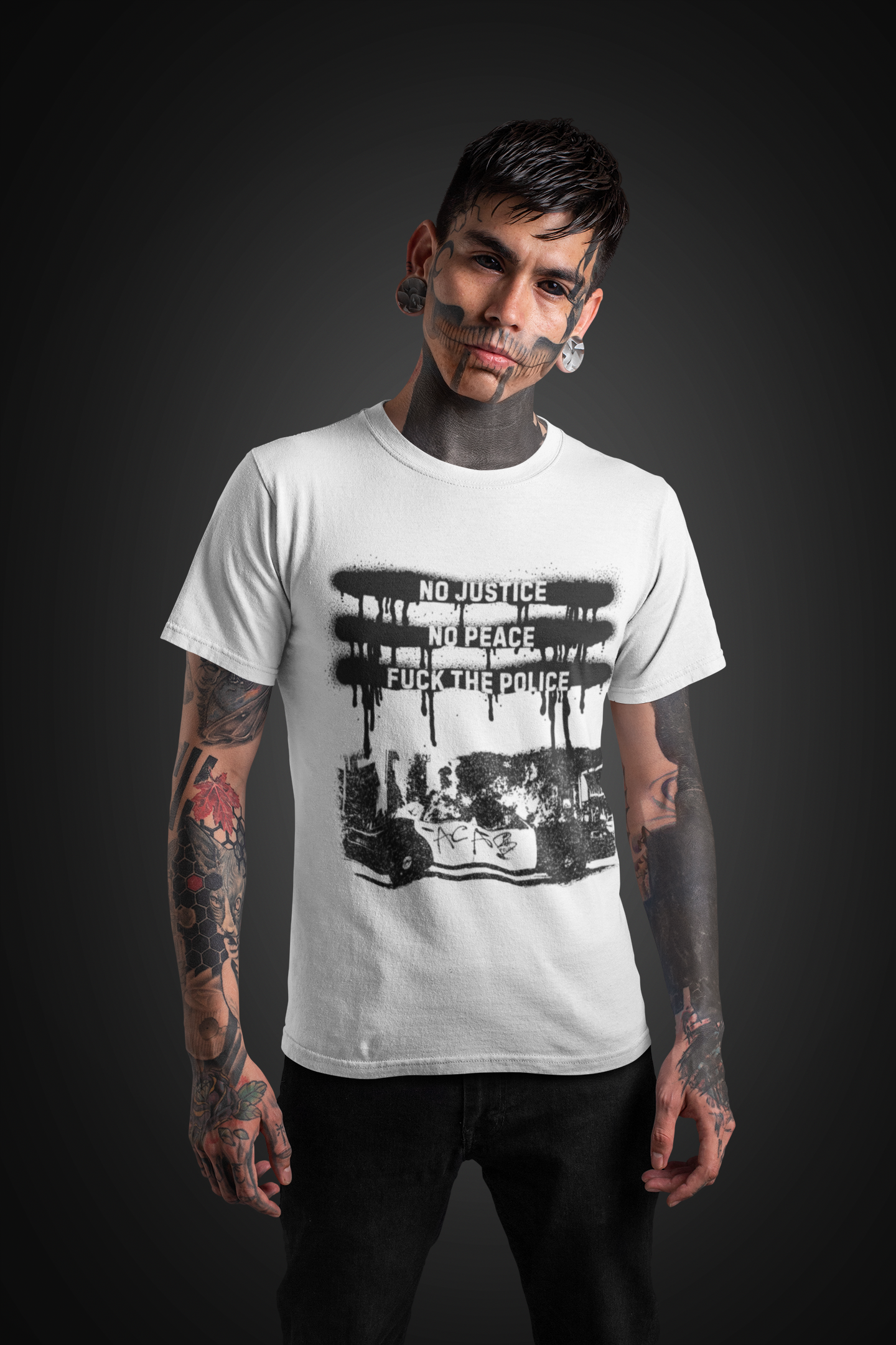 No Justice No Peace Anarchist T-Shirt, Fuck The Police Graphic Unisex Tee