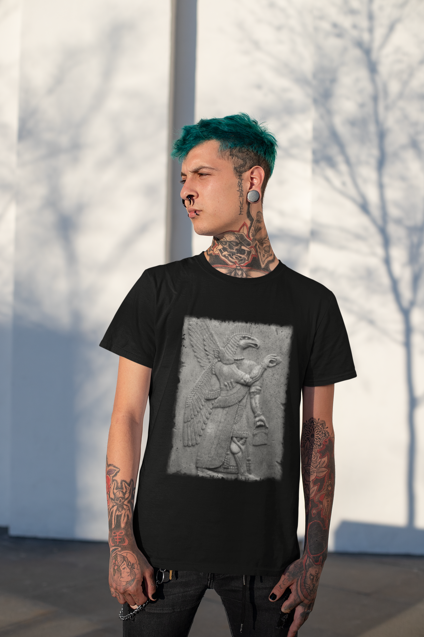 eagle headed apkallu, assyrian mythology, graphic print unisex t-shirt