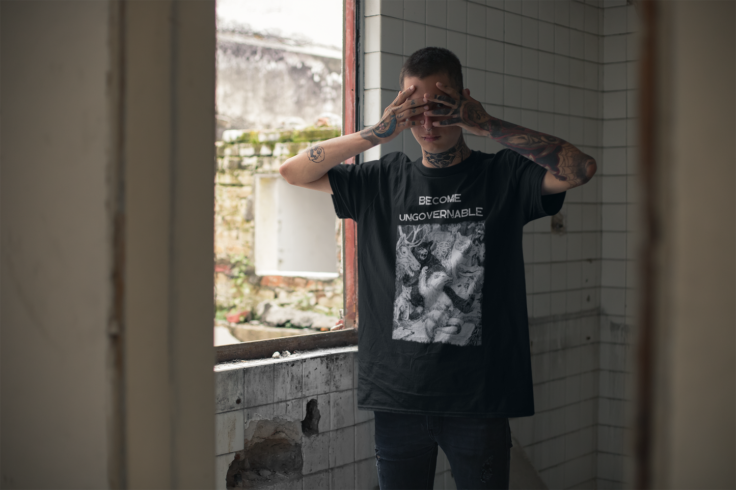 become ungovernable, dancing forest animals t-shirt, anarchistunisex tee, funny revolutionary t-shirt