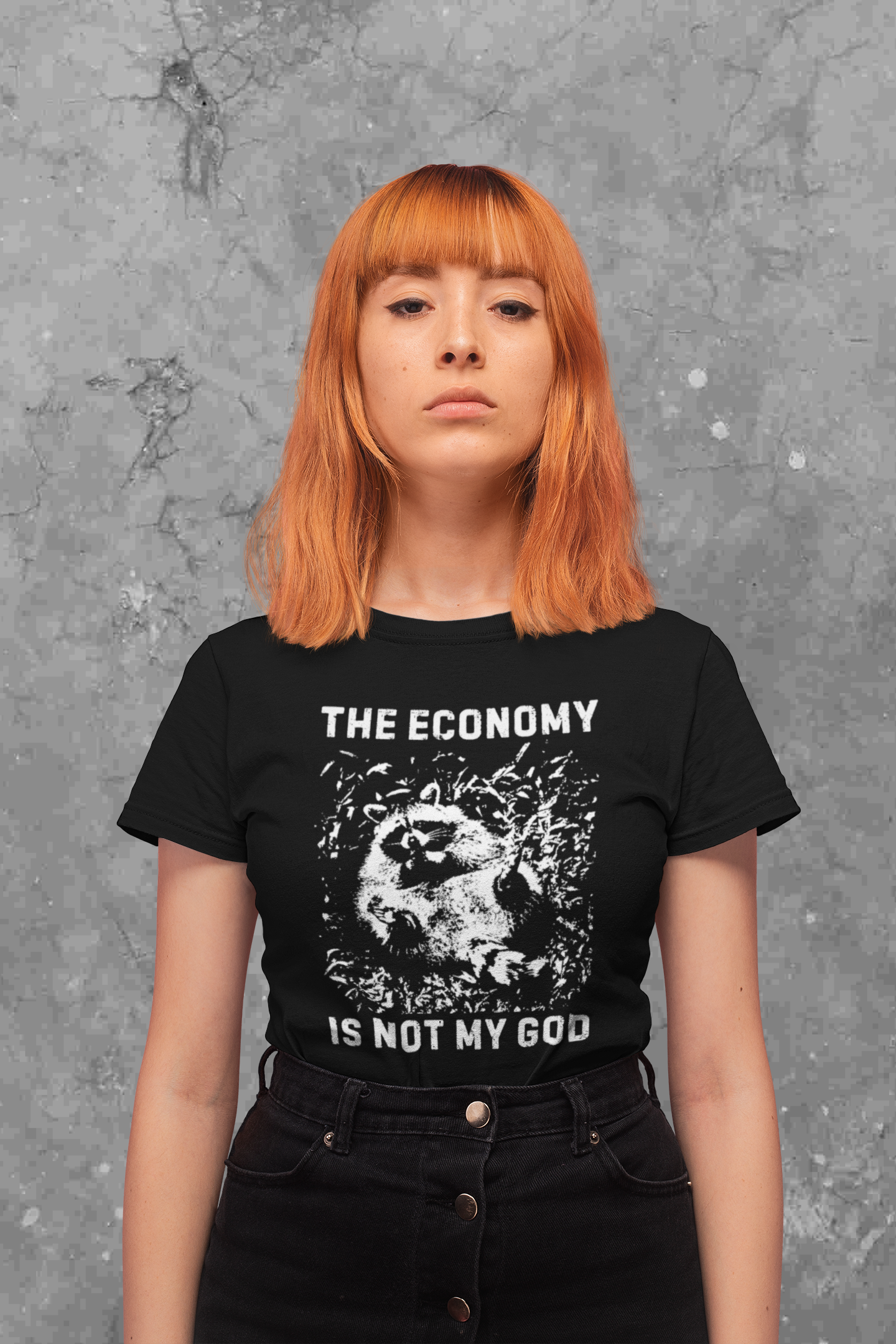 Anarchist Raccoon Economy is not my God Tee, Leftist Trash Punk Unisex T-Shirt, Anti Capitalist Graphic Tee