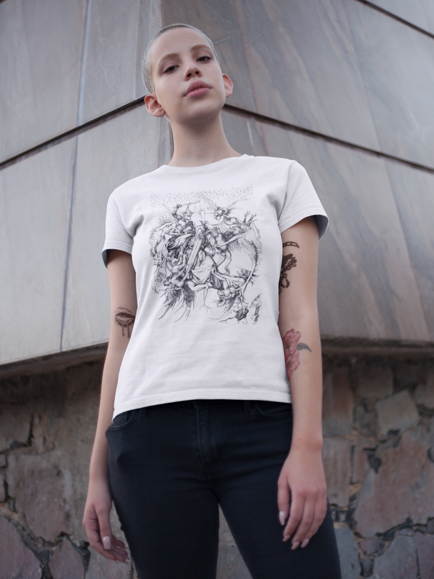 Saint Anthony Tormented by Demons Vintage Graphic Print Top, Unisex Occult Tee