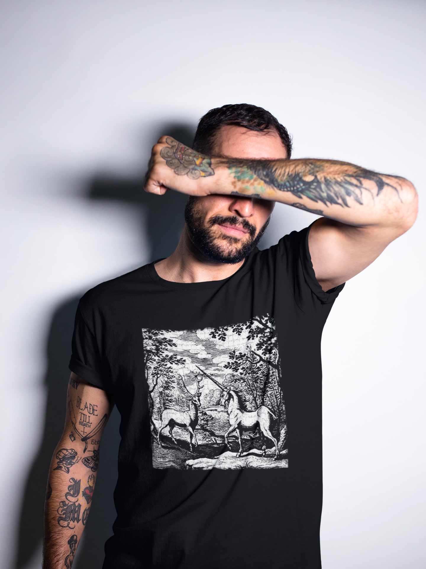 Alchemy Unicorn and a Deer Graphic Print T-Shirt, Mythical Creature Novelty Shirt, Unisex Top