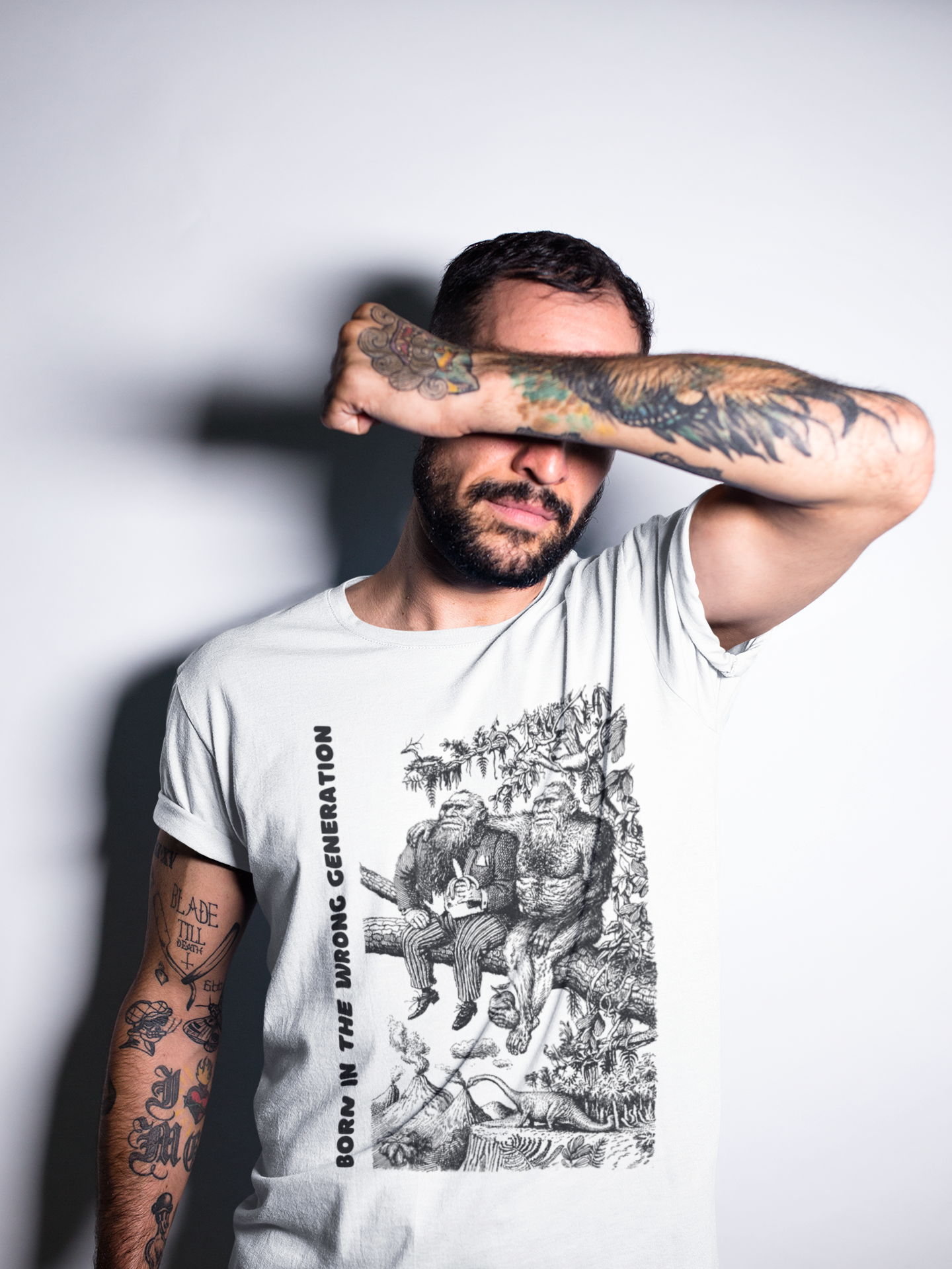 Born In The Wrong Generation Graphic Print Tee, Funny Sarcastic Unisex Top