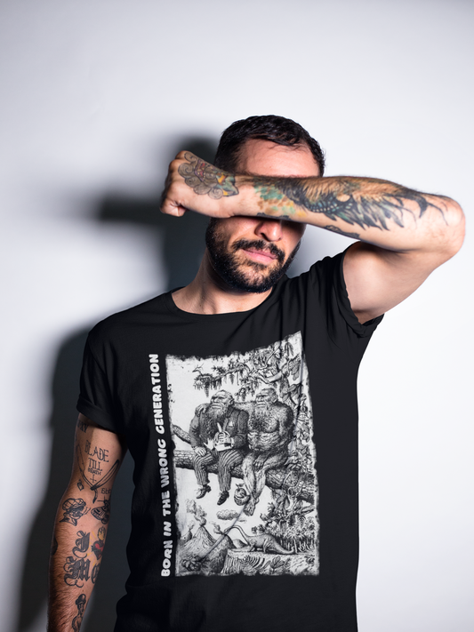 Born In The Wrong Generation Graphic Print Tee, Funny Sarcastic Unisex Top