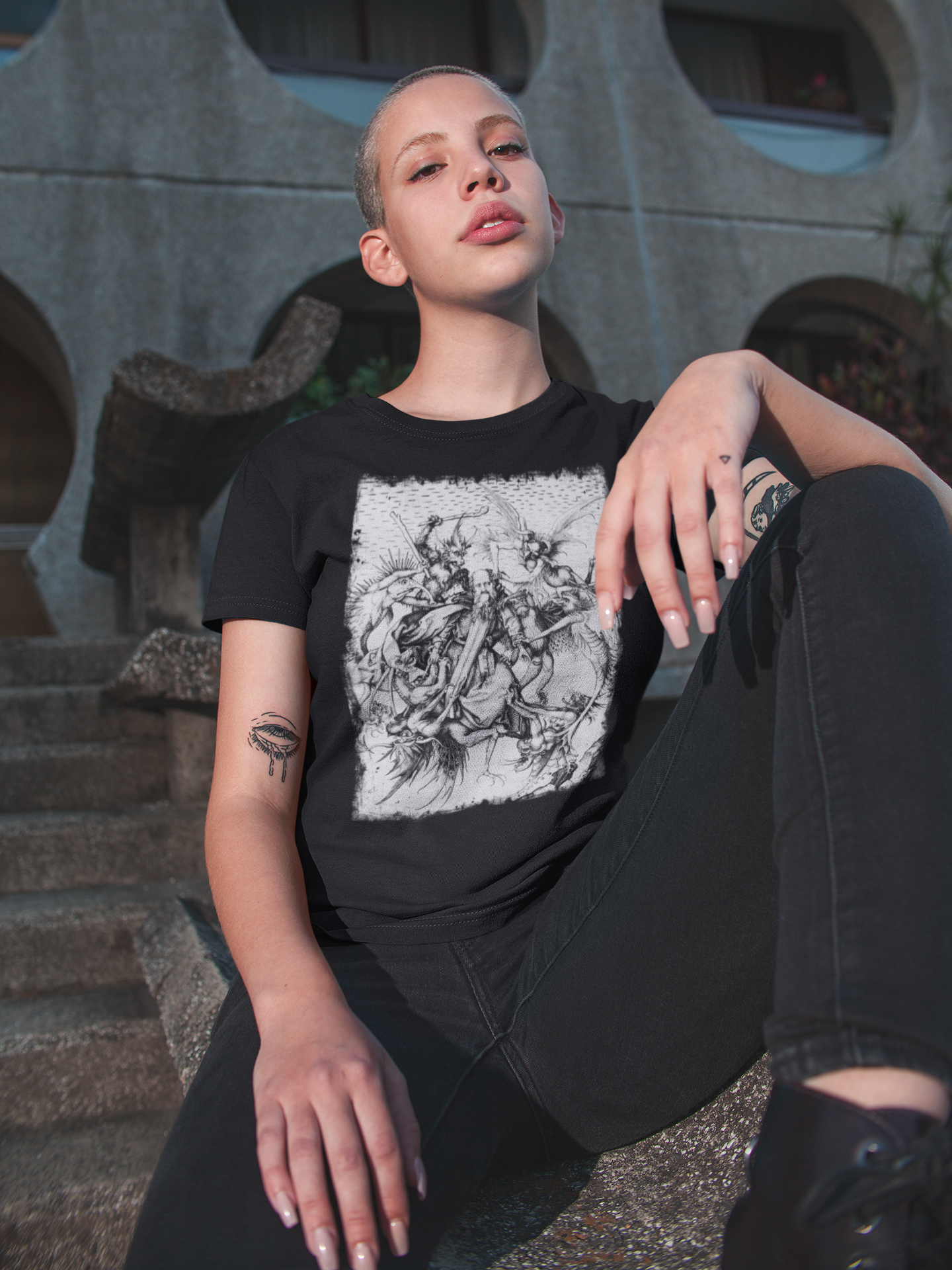 Saint Anthony Tormented by Demons Vintage Graphic Print Top, Unisex Occult Tee