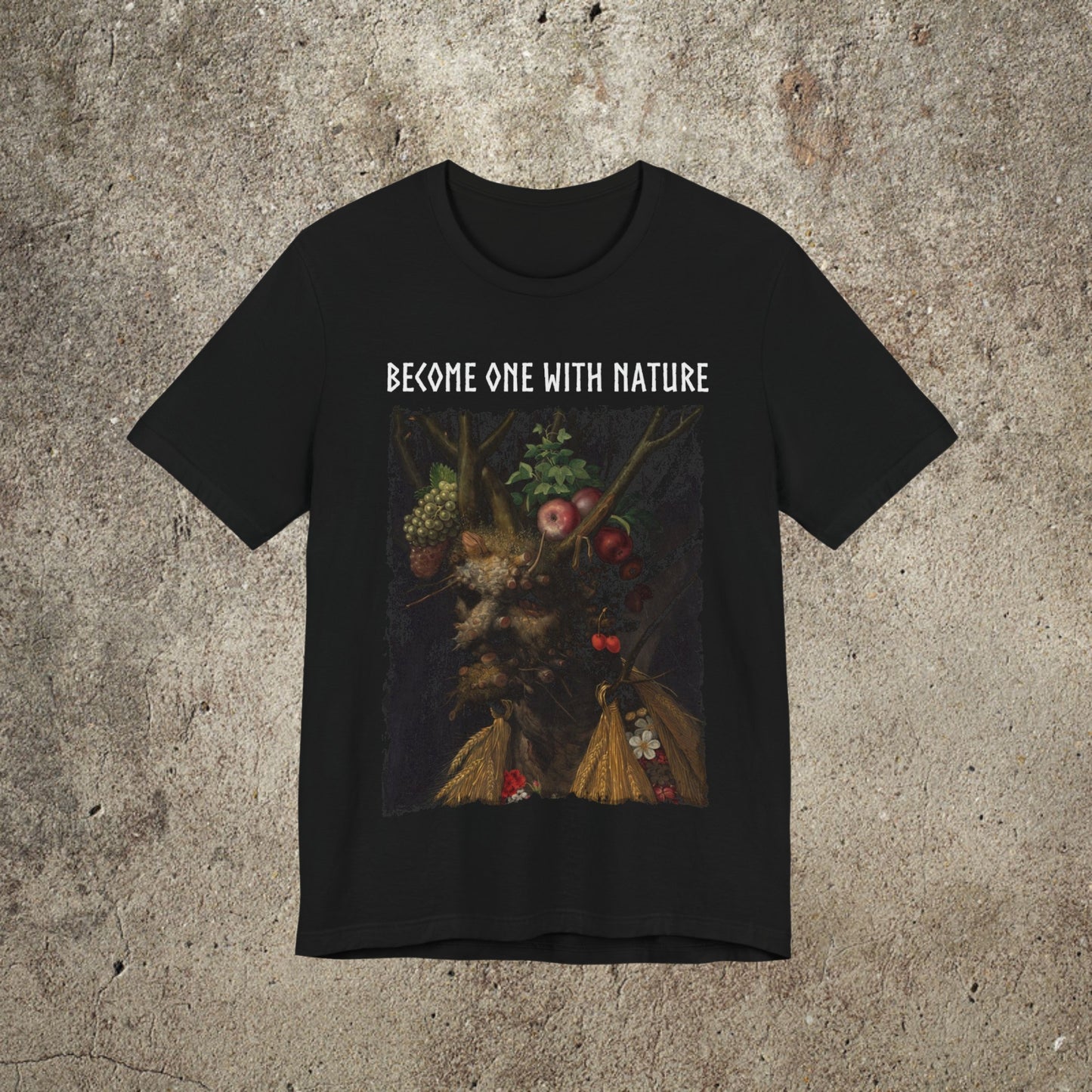 Become One With Nature Graphic Print Tee, Pagan Print Unisex T-Shirt, Medieval Nature Lover Top