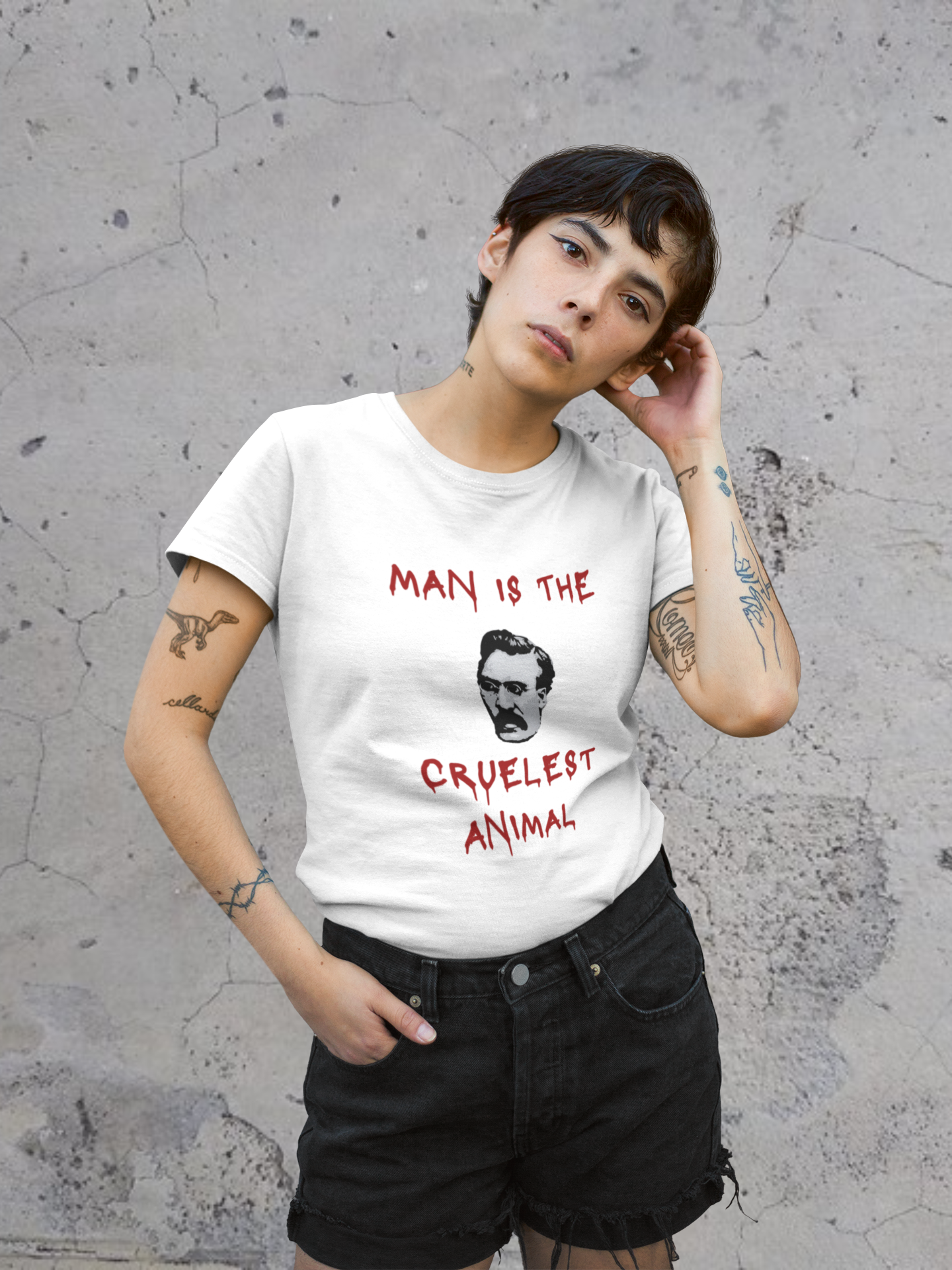 nietzsche t-shirt, philosophy shirt, nihilist top, man is the crulest animal, unsiex top