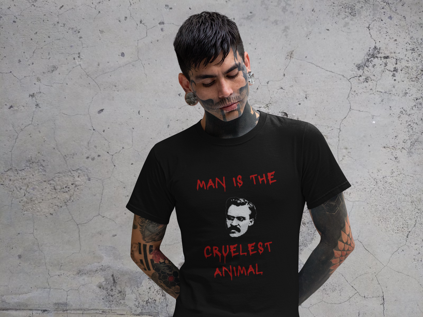nietzsche t-shirt, philosophy shirt, nihilist top, man is the crulest animal, unsiex top