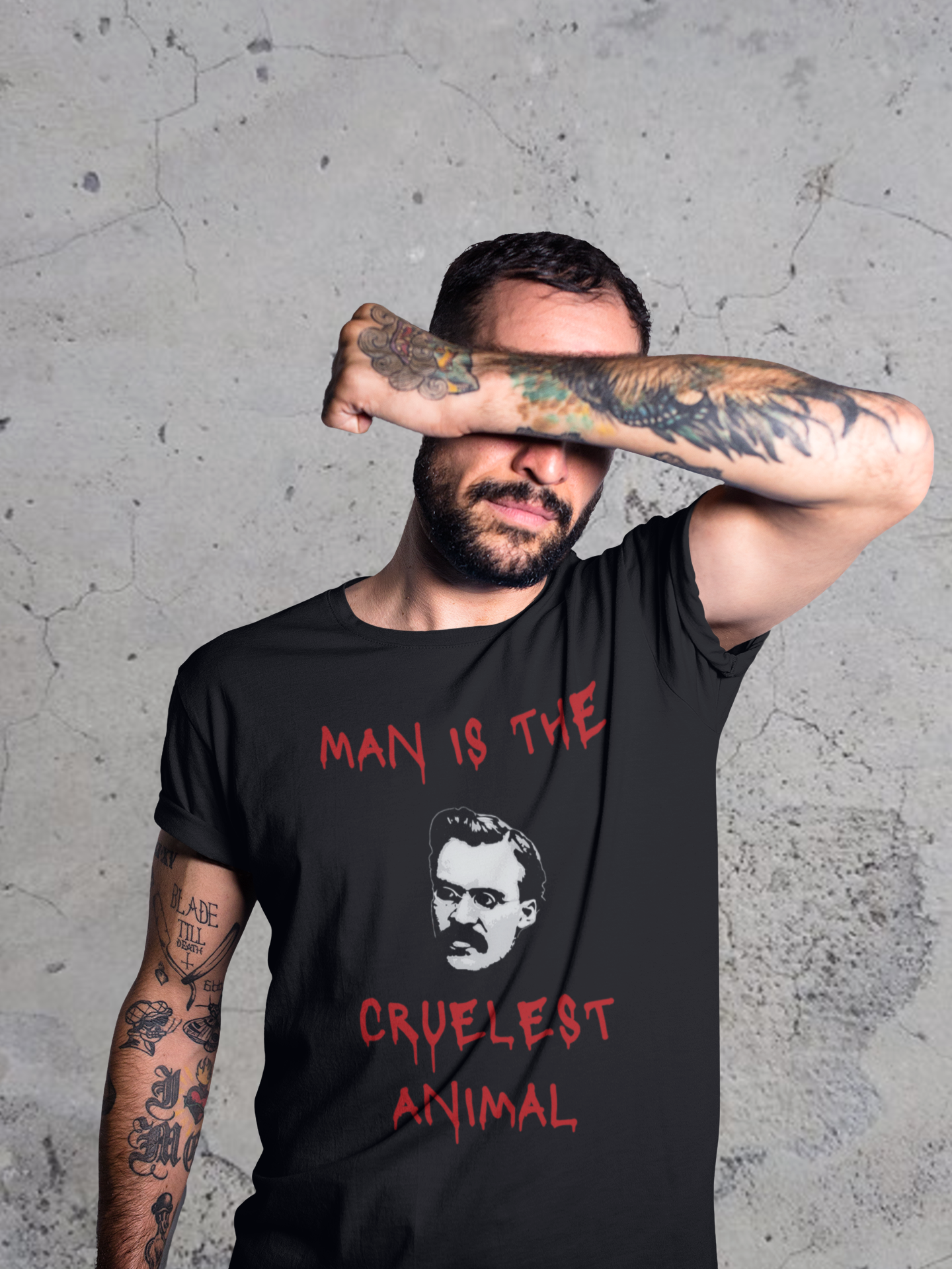 nietzsche t-shirt, philosophy shirt, nihilist top, man is the crulest animal, unsiex top