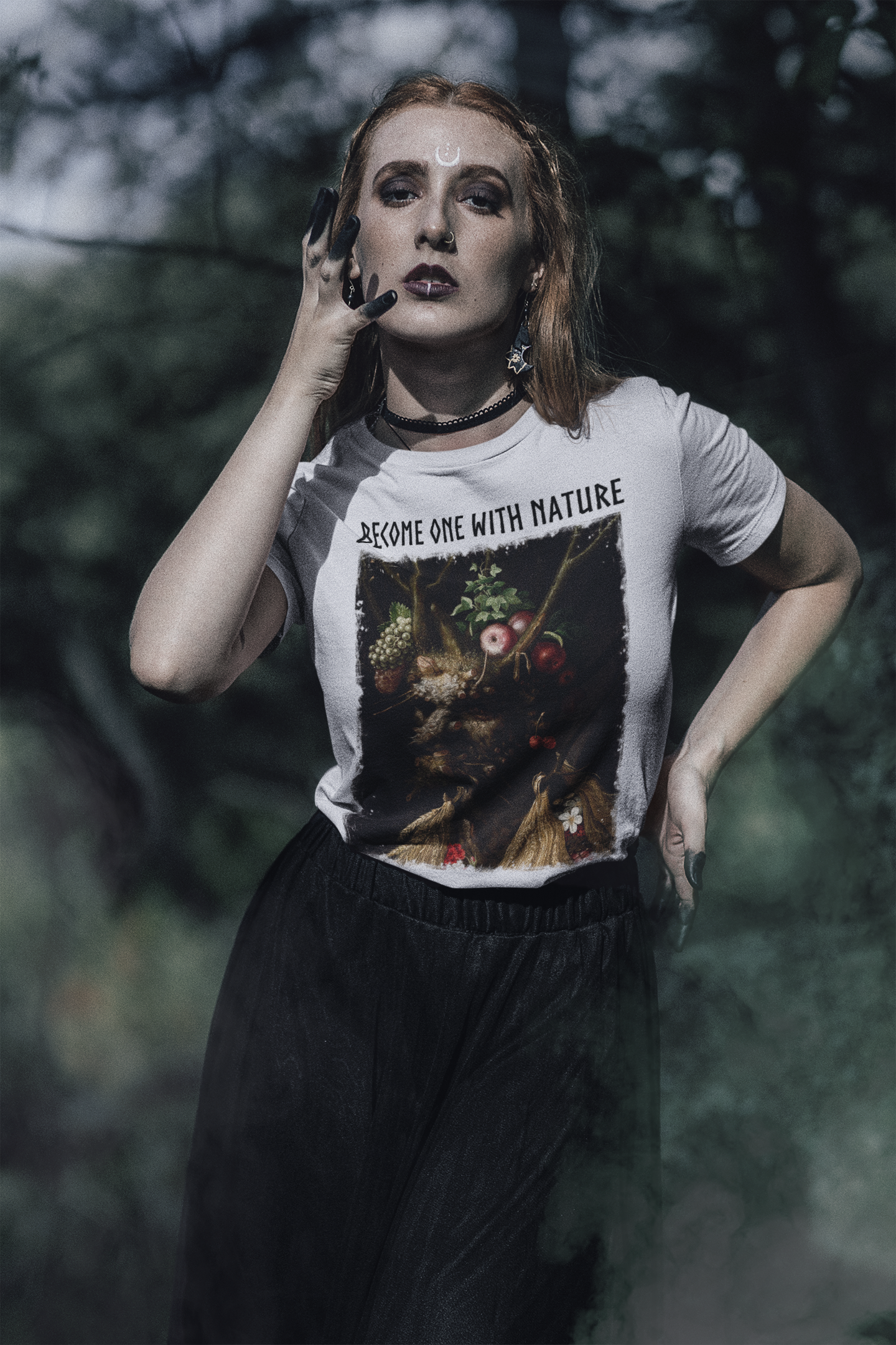 Become One With Nature Graphic Print Tee, Pagan Print Unisex T-Shirt, Medieval Nature Lover Top